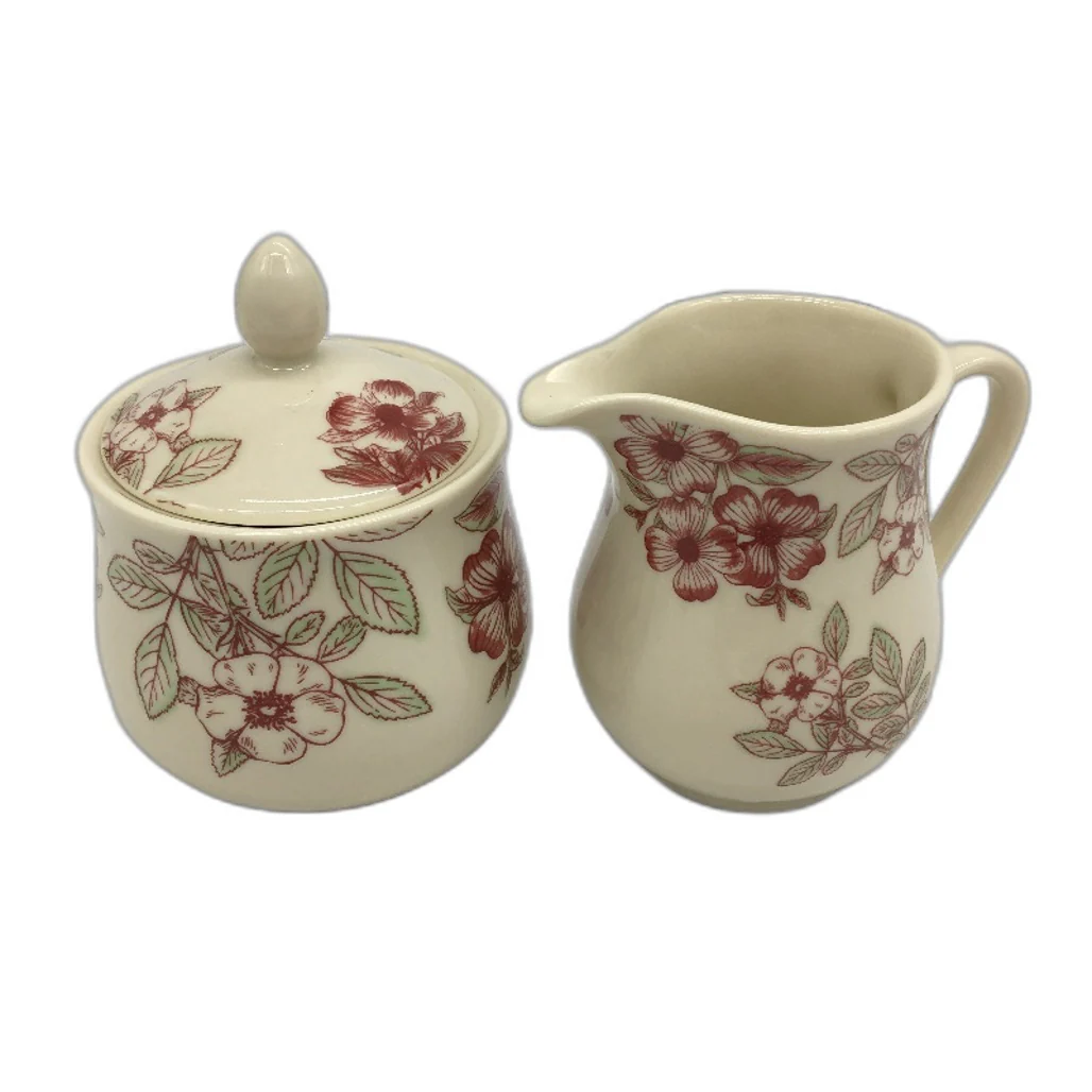 Casa Domani Creme de Creme Boquet Red Floral 2 Setting Tea Pot & Creamer Set - Image 3