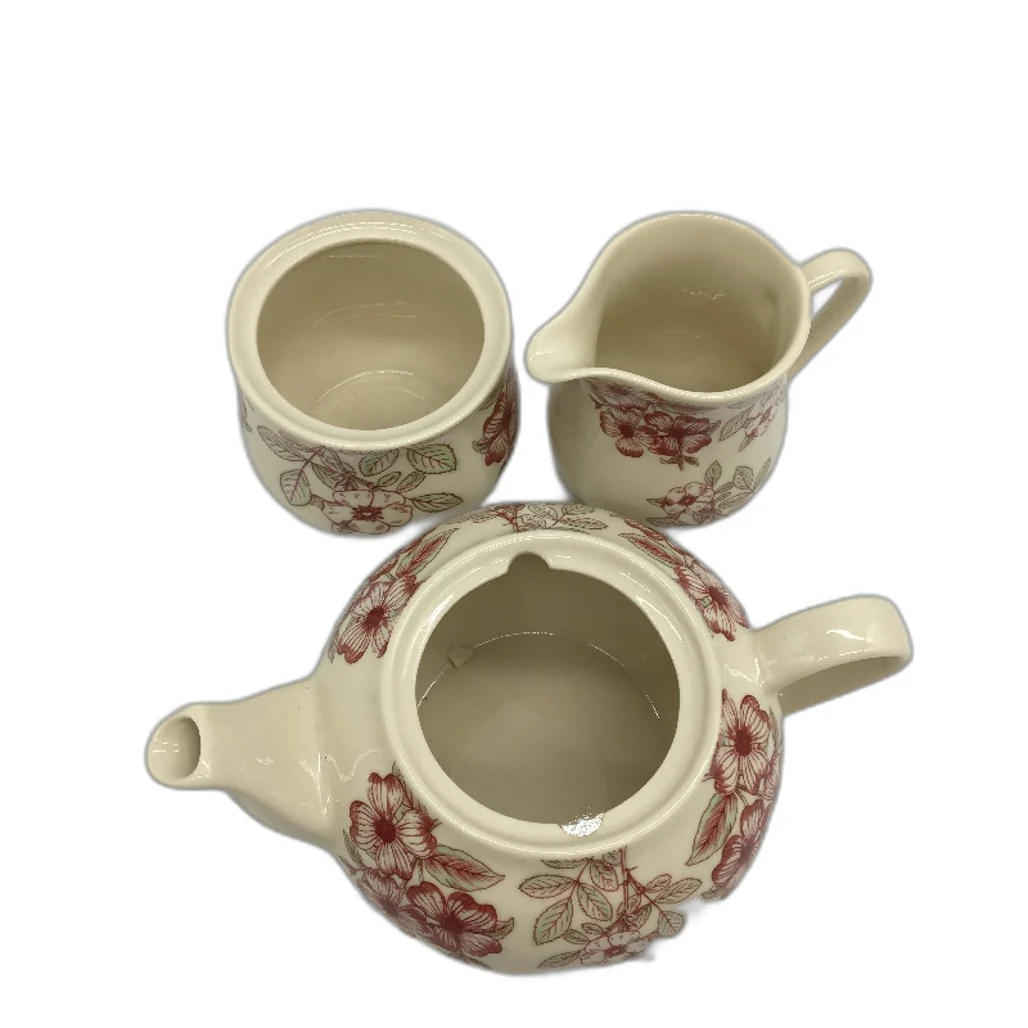 Casa Domani Creme de Creme Boquet Red Floral 2 Setting Tea Pot & Creamer Set - Image 4