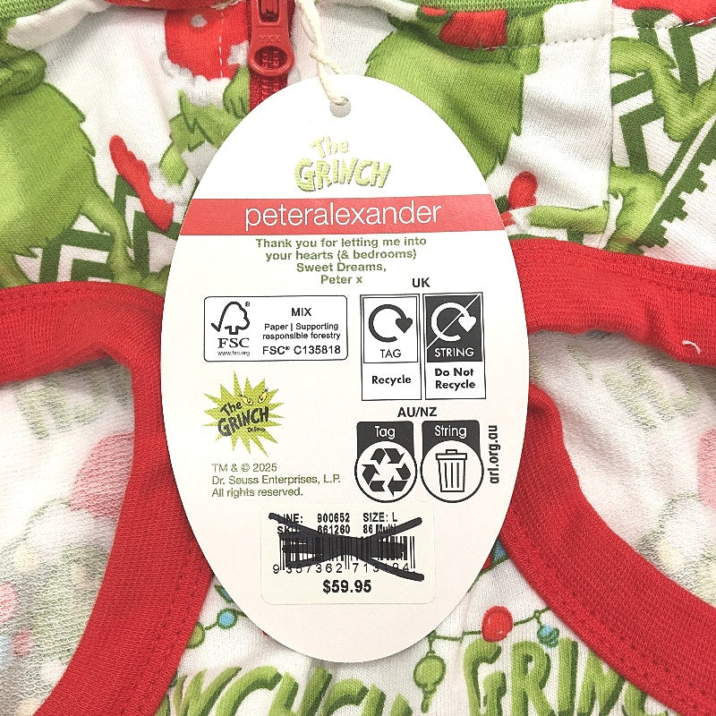 Peter Alexander The Grinch Fair Isle Fur Lined Hood Dog Hoodie Size Large NEW - Image 5