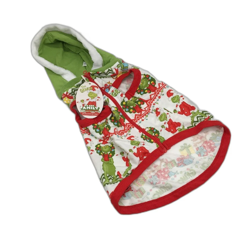 Peter Alexander The Grinch Fair Isle Fur Lined Hood Dog Hoodie Size Medium NEW