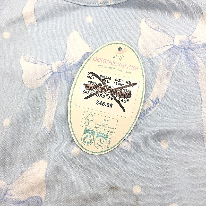 Peter Alexander Pretty Bow Baby Blue Cotton Romper Size Newborn NEW - Image 7