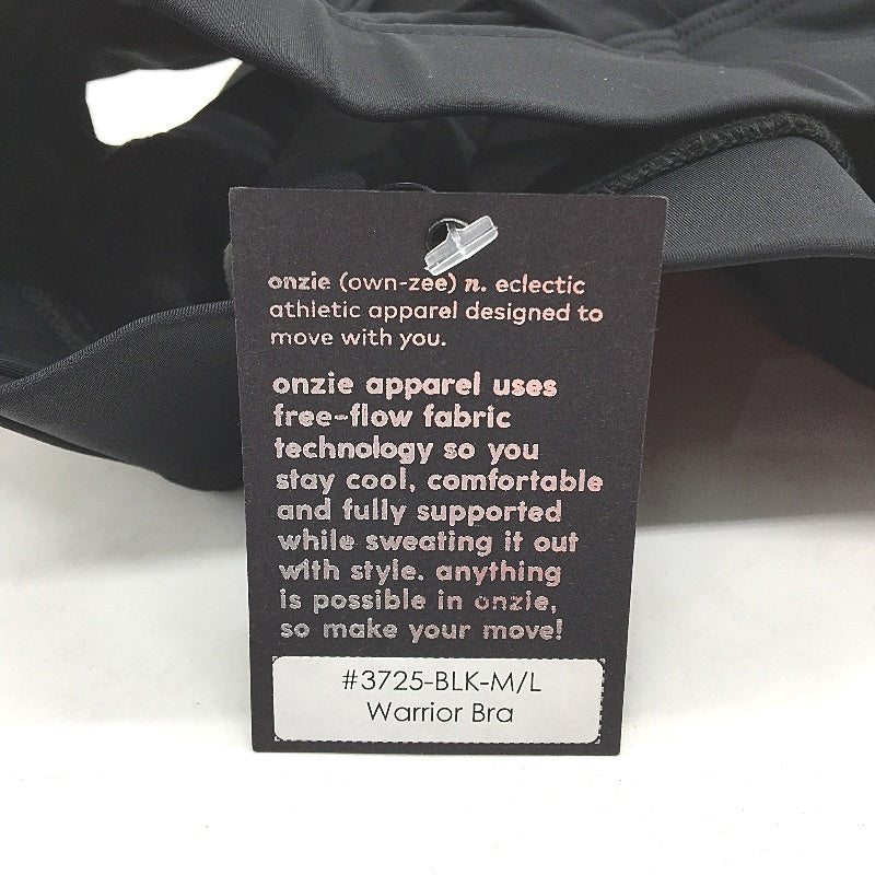 Onzie Warrior Wire Free Black Compression Padded Bra Ladies Size M/L NEW - Image 3