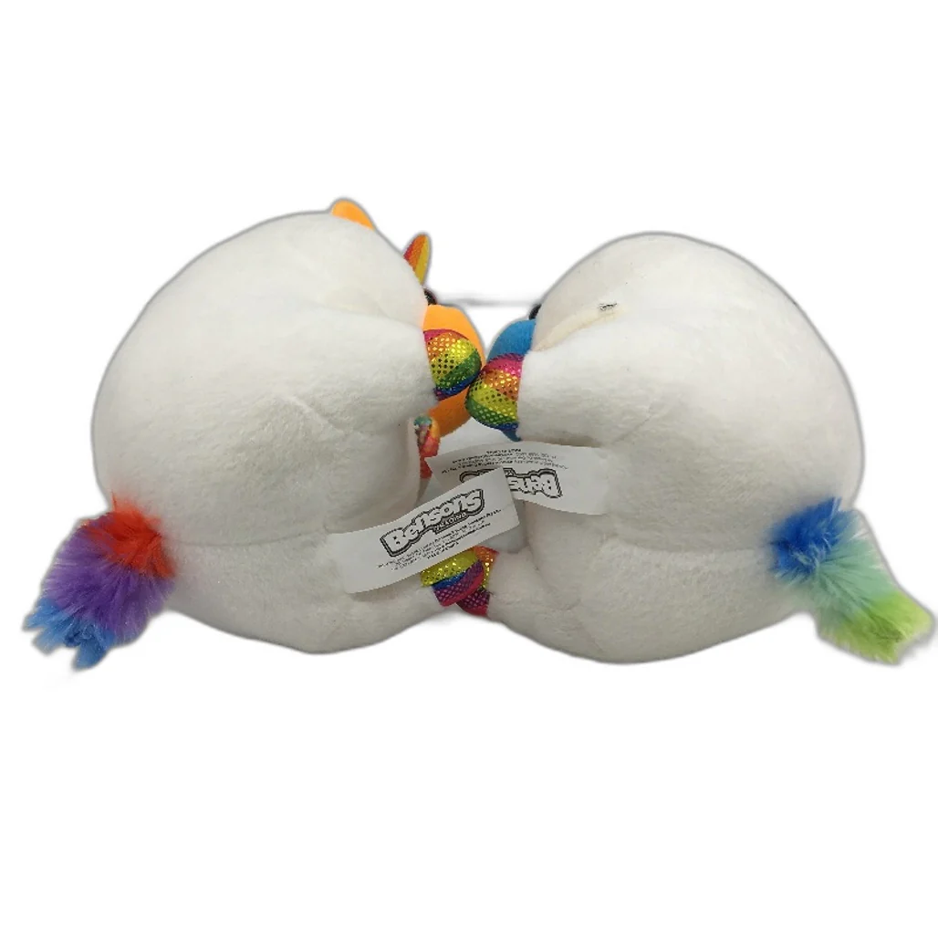 Bensons 2 Pack Rainbow Unicorn Soft Plush Toys Neon Orange & Blue Age 3Y+ NEW - Image 5