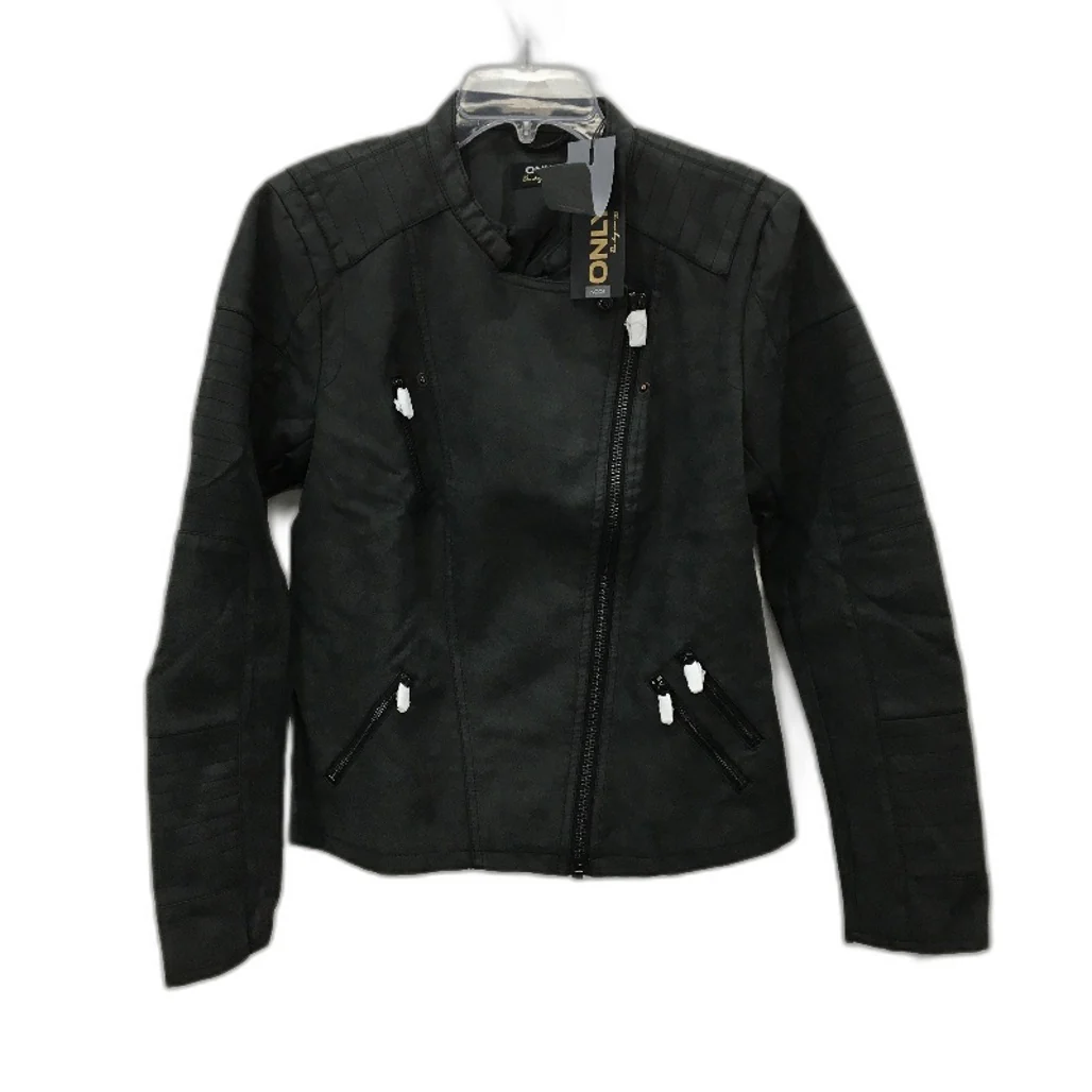 ONLY Lava Faux Leather Short Biker Jacket Asymmetrical Zip Womens Size 42/14 NEW