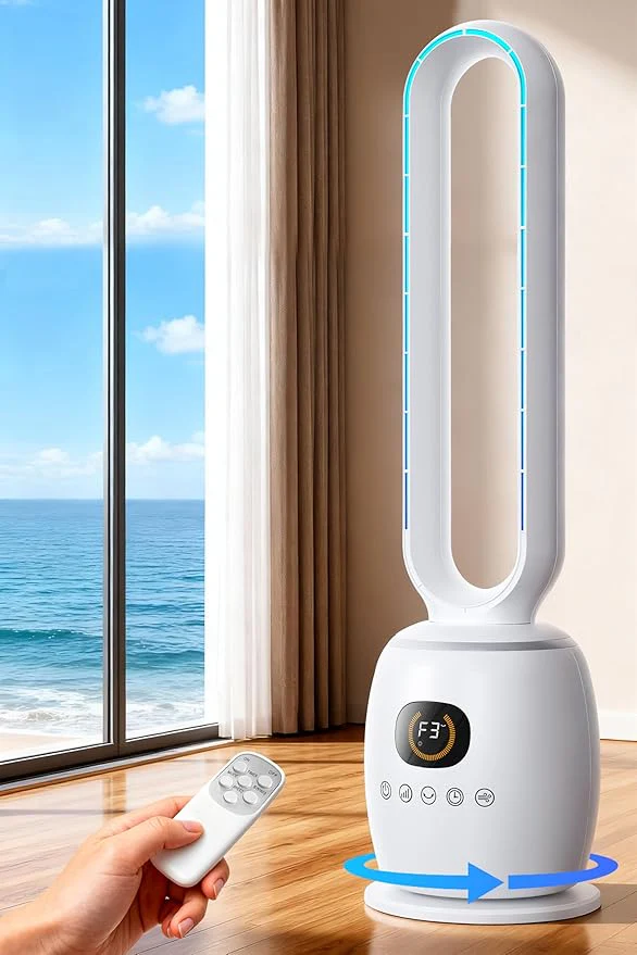 Cooling Bladeless Oscillating Tower Fan Quiet 3 Speeds 5 Modes With Timer NEW