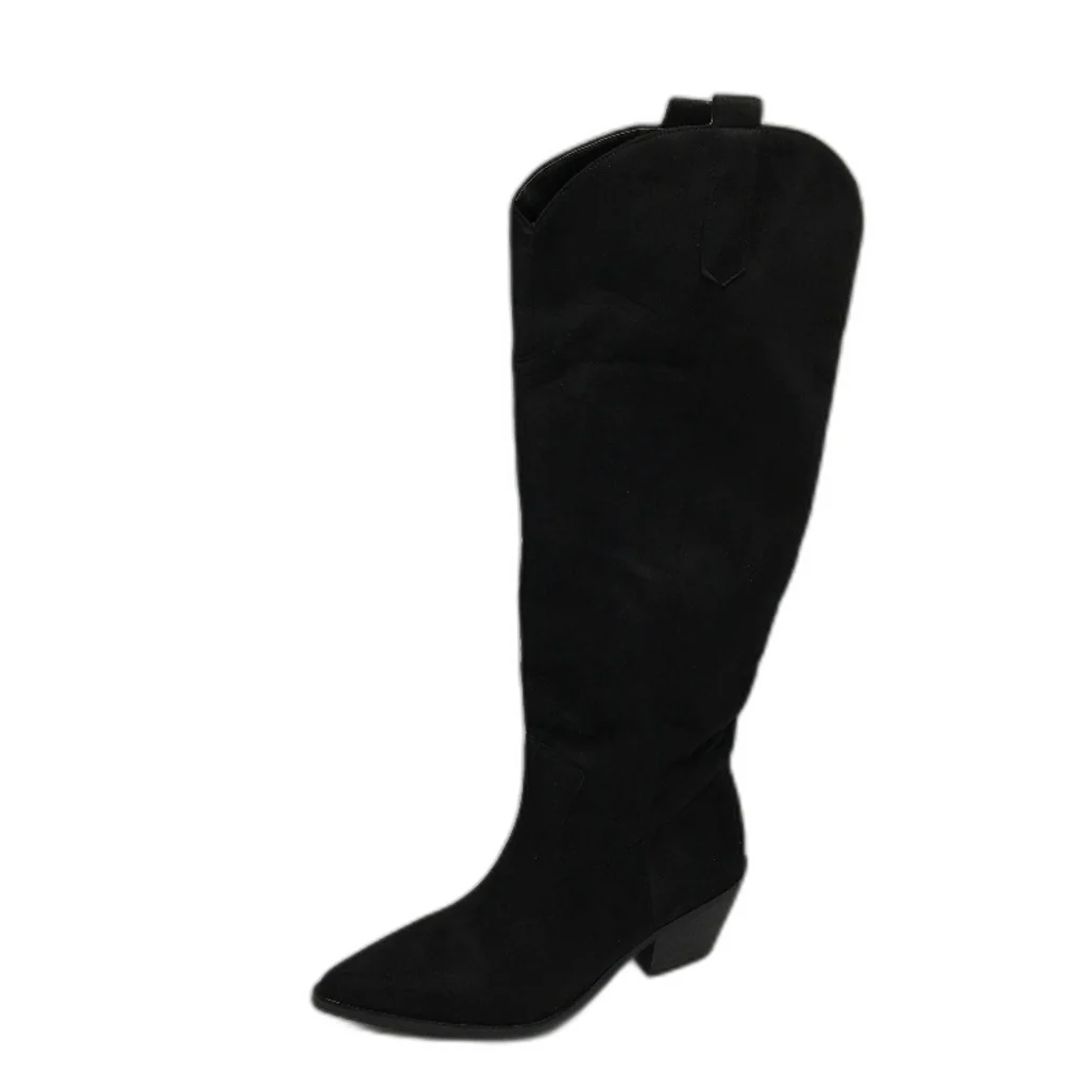 Reitoye Western Cowgirl Knee High Chunky Heel Boots Womens Size 9 Black NEW