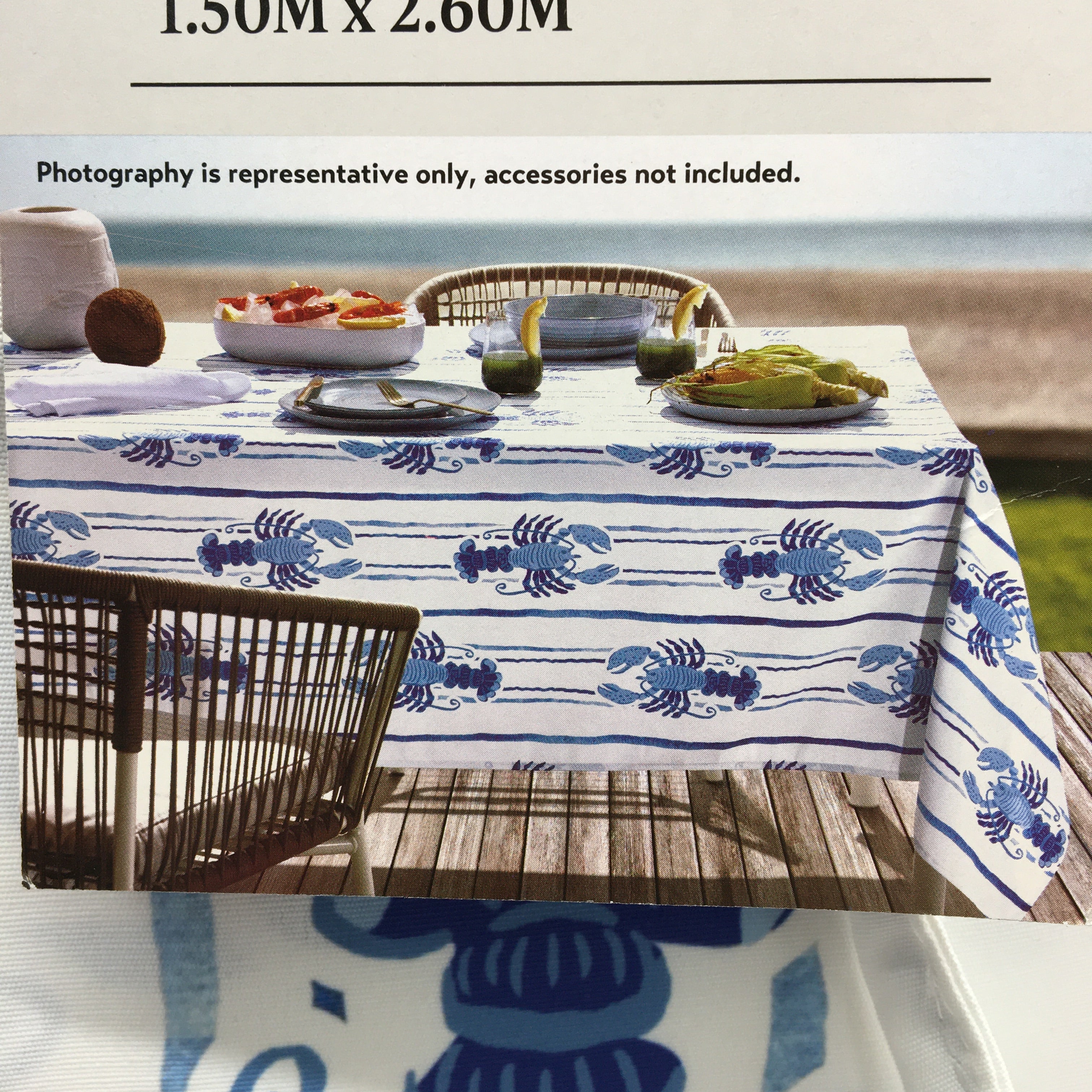 Peppertree Home Collection Blue Lobster Rectangle Tablecloth 150 x 260cm NEW