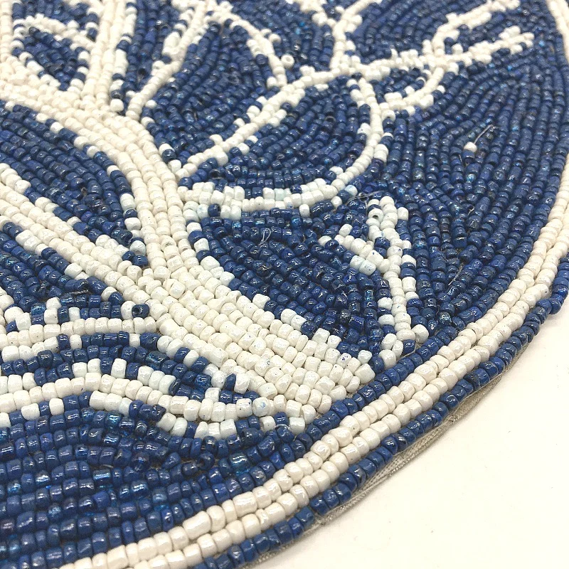 Crofton Beaded Blue & Lemons 6 Placemat & 4 Matching Napkin Ring Holder Set NEW - Image 3