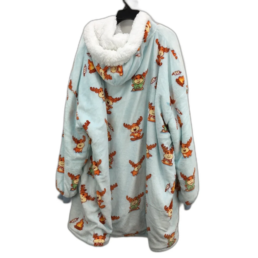 The Oodie Reindeer Light Blue Oversized Fleece Hoodie OSFM Adult - Image 2