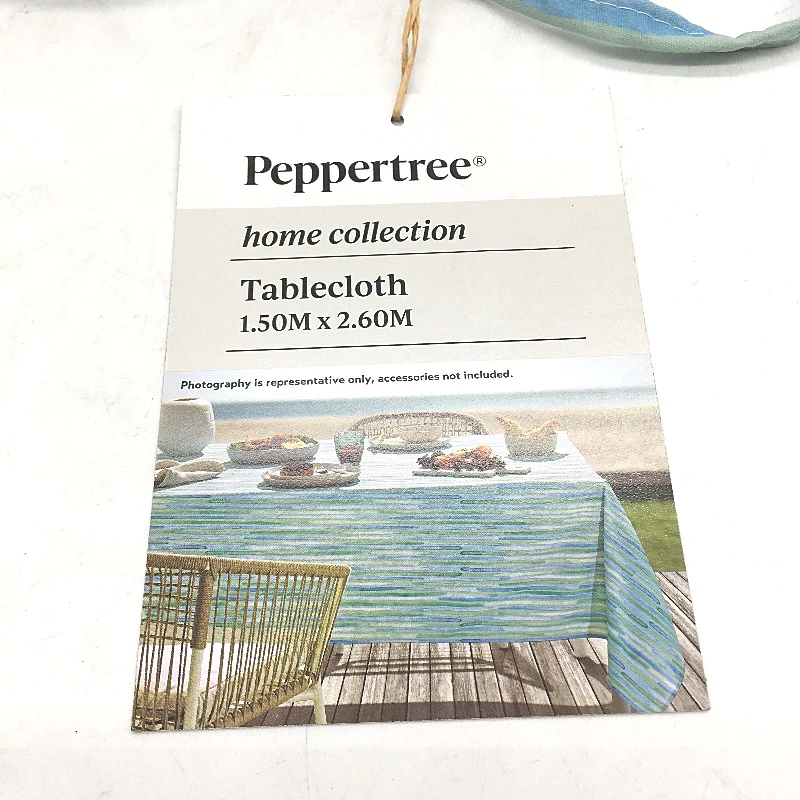 Peppertree Home Collection Blue Green Stripe Rectangle Tablecloth 150x 260cm NEW - Image 4