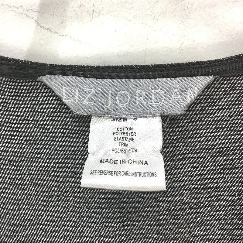 Liz Jordan Cotton Blend Black Denim Zip Up Lapel Collared Jacket Ladies Size S - Image 4
