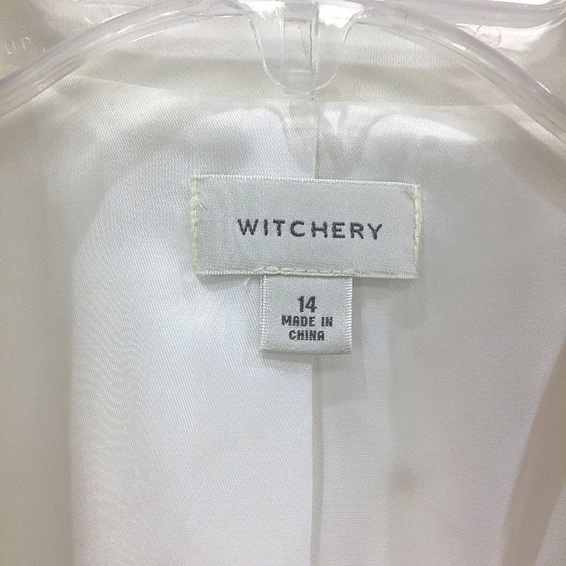 Witchery White Long Sleeve Single Breasted Lapel Collared Jacket Ladies Size 14 - Image 3