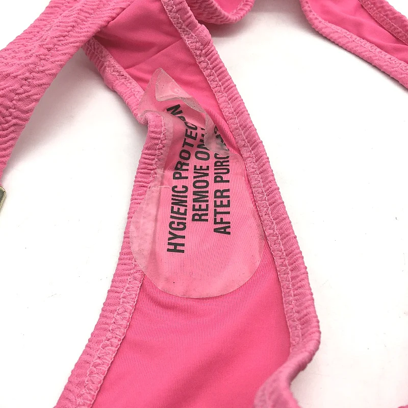 Subtitled Hot Pink Weave Pattern Gold Metal Side Bikini Bottom Ladies Size S NEW - Image 5