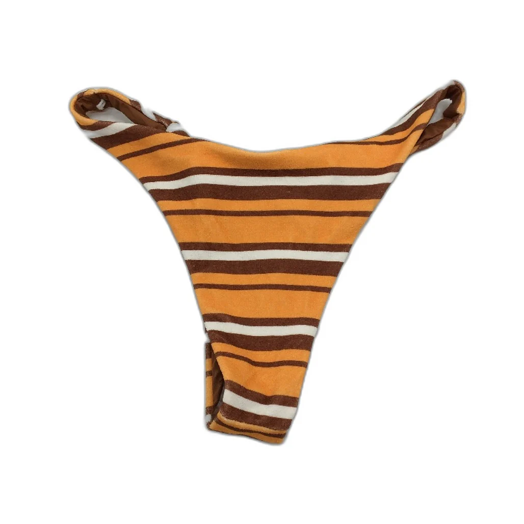 Subtitled Brown Orange Stripe Velour Knotted Bikini Bottom Ladies Size S NEW - Image 2