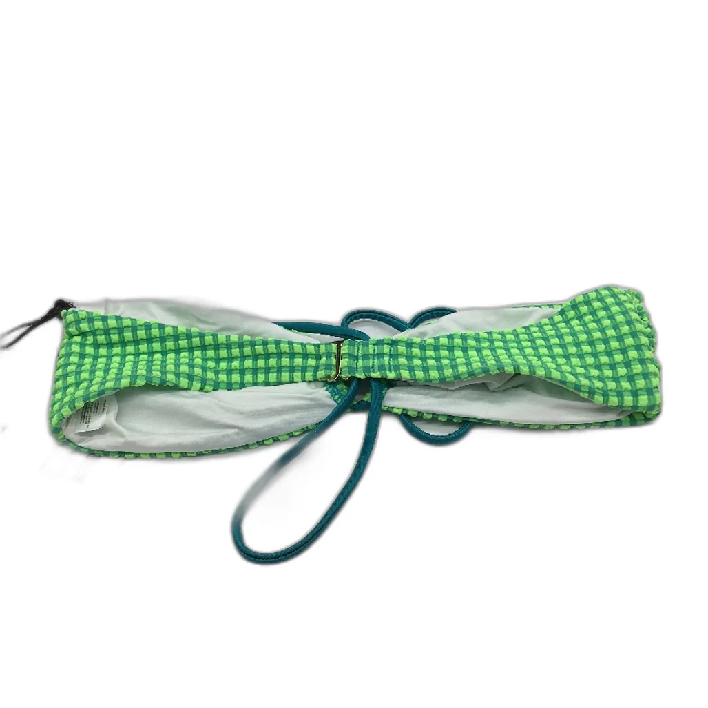 Insight Green Ginham 2 Way Bandeau Gold Clasp Bikini Top Size M NEW - Image 2