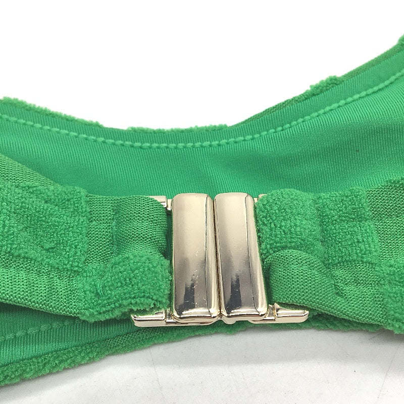 Insight Apple Green Check Terry Towelling Gold Clasp Bikini Top Size XS NEW - Image 3