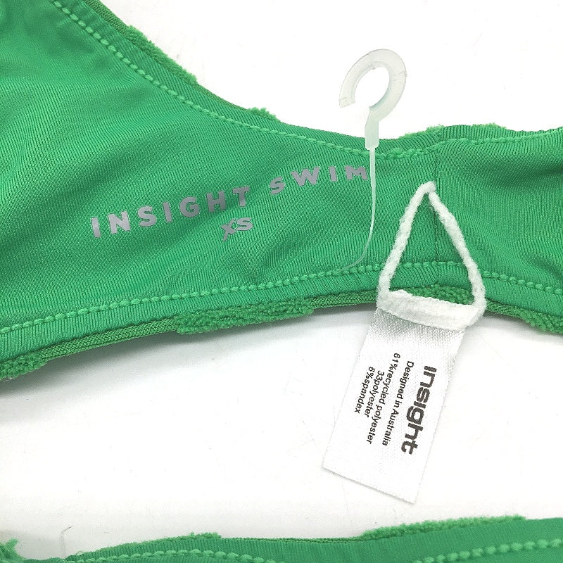 Insight Apple Green Check Terry Towelling Gold Clasp Bikini Top Size XS NEW - Image 4
