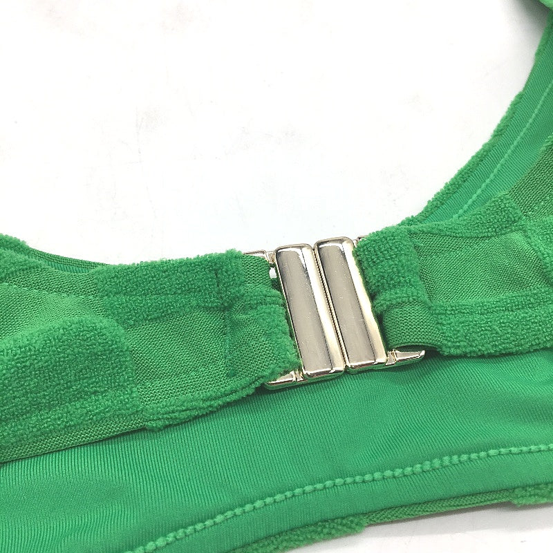 Insight Apple Green Check Terry Towelling Gold Clasp Bikini Top Size Small NEW - Image 3