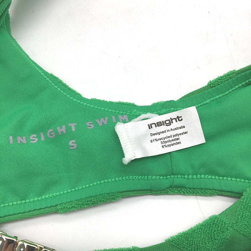 Insight Apple Green Check Terry Towelling Gold Clasp Bikini Top Size Small NEW - Image 4
