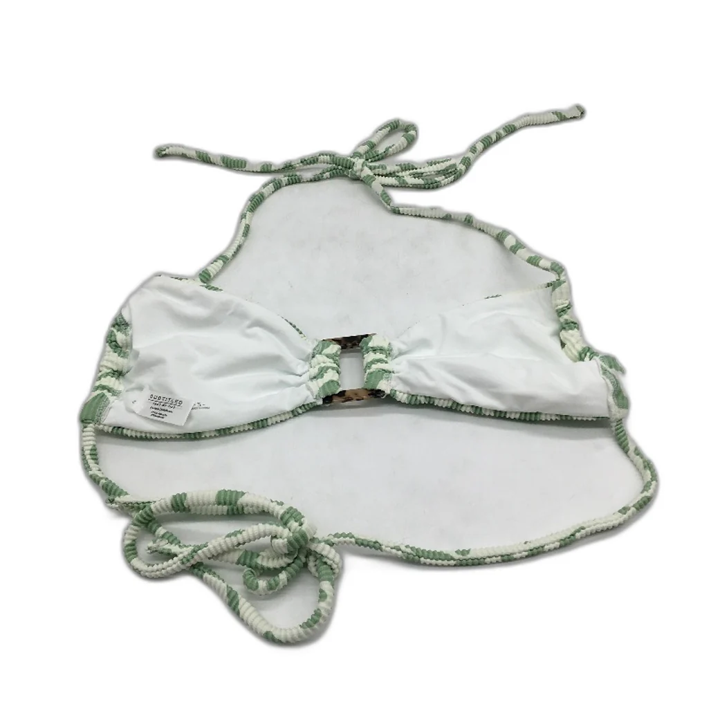 Subtitled Green White Ribbed Textrued String Bikini Top Ladies Size Small NEW - Image 2