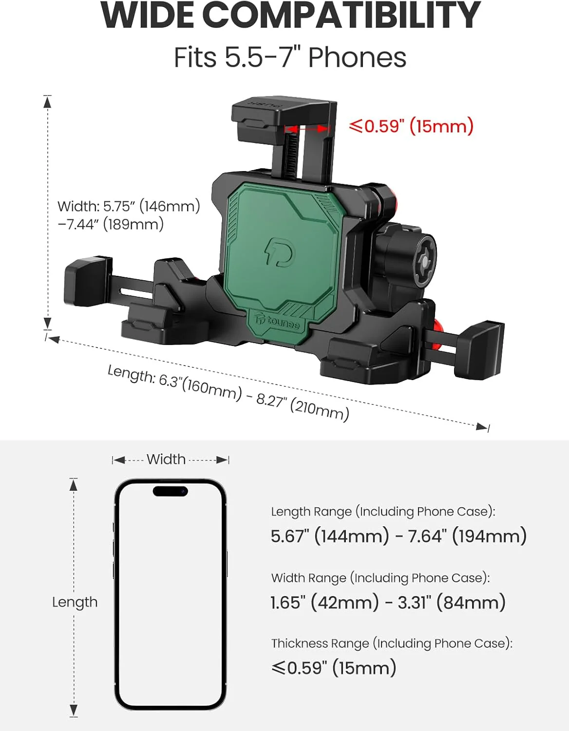Tounee S2 Metal Motorcycle Magnetic Levitation Shock Absorbing Phone Mount - Image 5