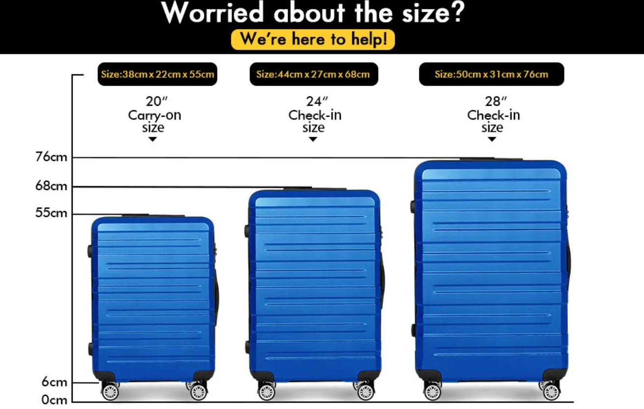 Alfordson Hero 24" Blue Hardshell Spinner Wheels Luggage Suitcase TSA Lock NEW - Image 5