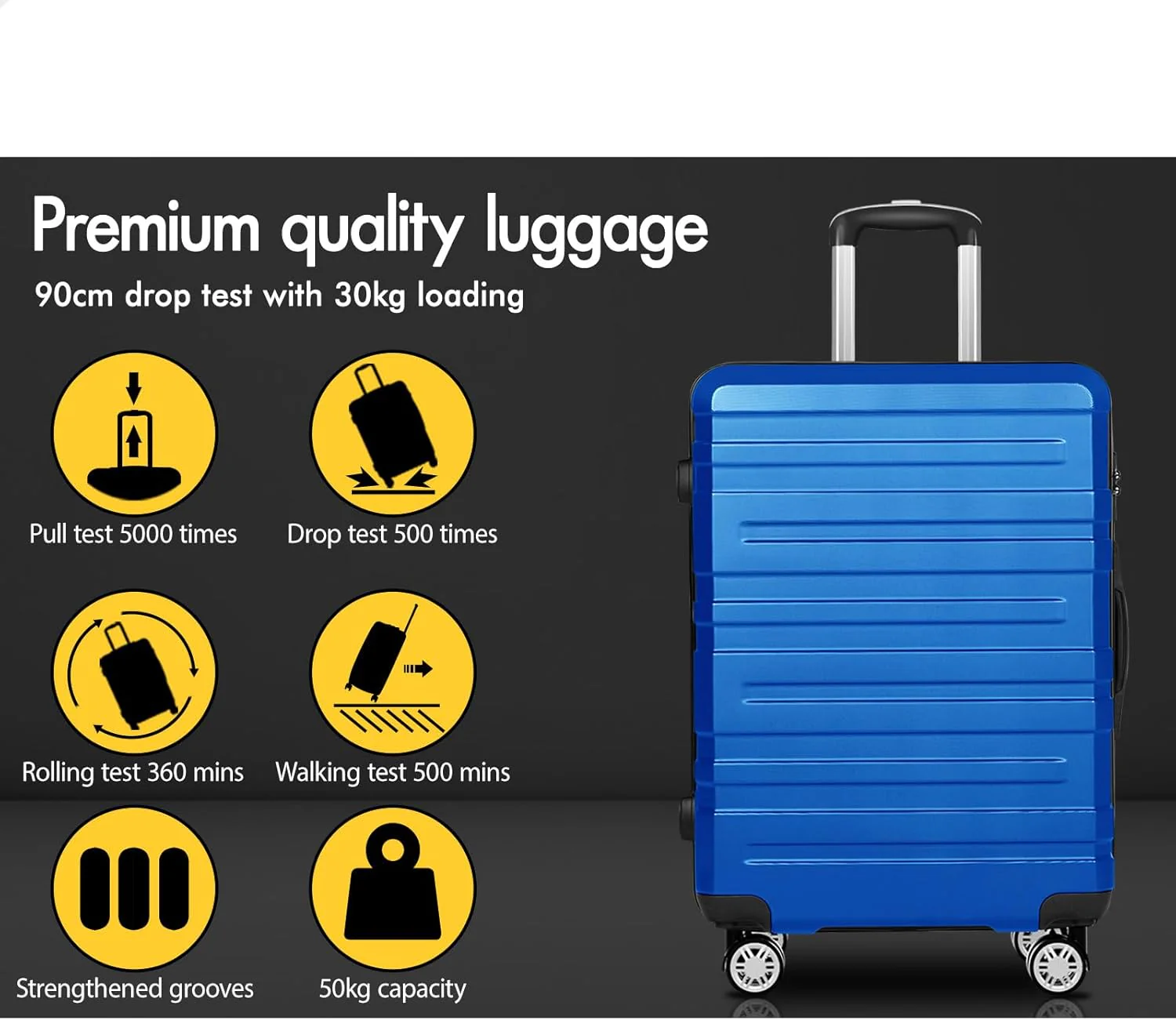 Alfordson Hero 28" Blue Hardshell Spinner Wheels Luggage Suitcase TSA Lock NEW - Image 3