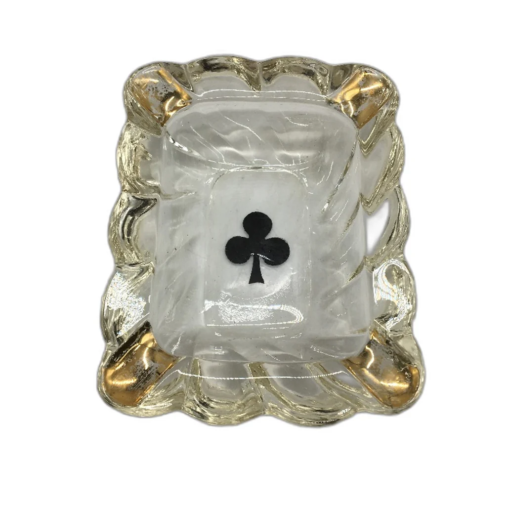 VINTAGE 3 Piece Card Deck Style Heart Club Spade Glass Ashtray Trinket Dishes - Image 3
