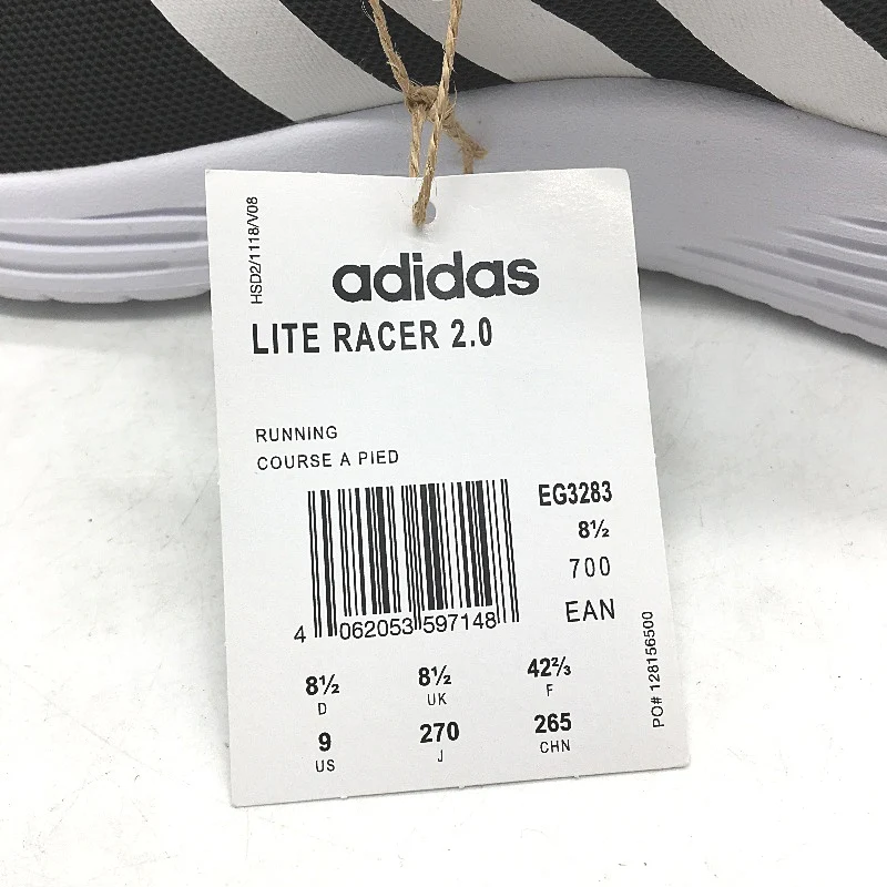 Adidas Black White Lite Racer 2.0 EG3283 Running Sneakers Mens Size US 9 NEW - Image 6