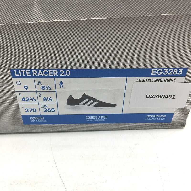 Adidas Black White Lite Racer 2.0 EG3283 Running Sneakers Mens Size US 9 NEW - Image 8