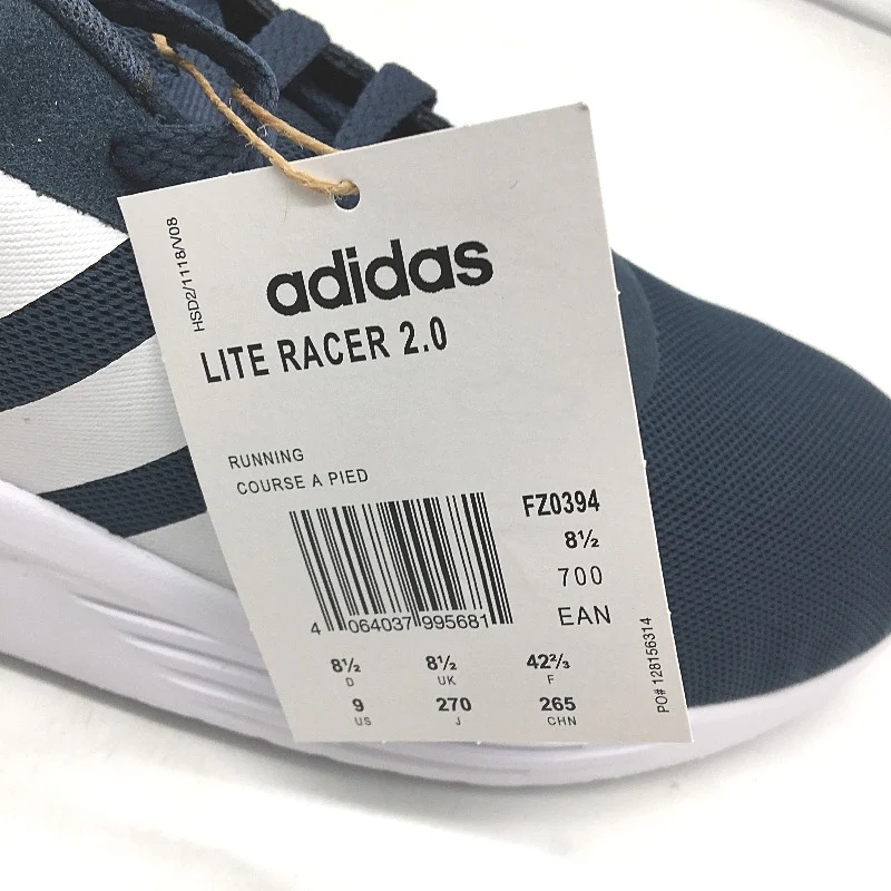 Adidas Navy White Lite Racer 2.0 FZ0394 Running Sneakers Mens Size US 9 NEW - Image 4
