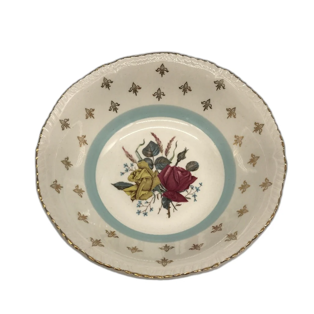 Wood & Sons England Alpine White Ironestone Blue & Gold Floral 16Pce Plate Set - Image 2