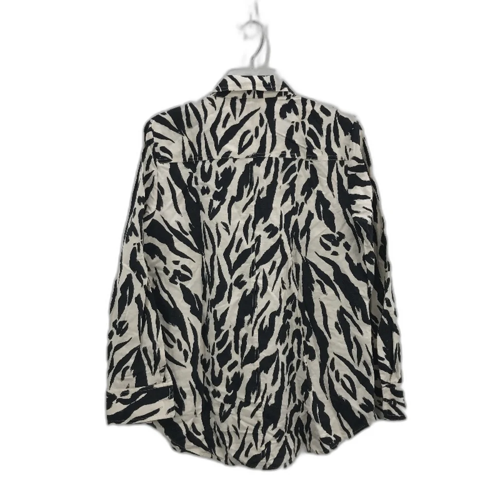 Sussan Zebra Button Up Linen Blend Collared Longsleeve Top Ladies Size 10 - Image 2