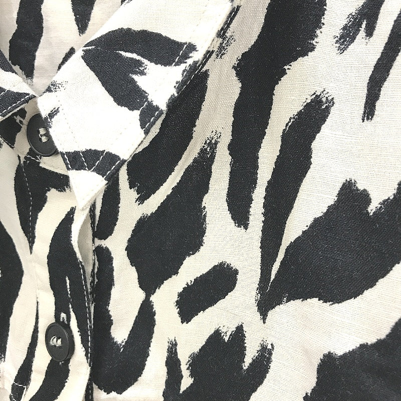 Sussan Zebra Button Up Linen Blend Collared Longsleeve Top Ladies Size 10 - Image 5