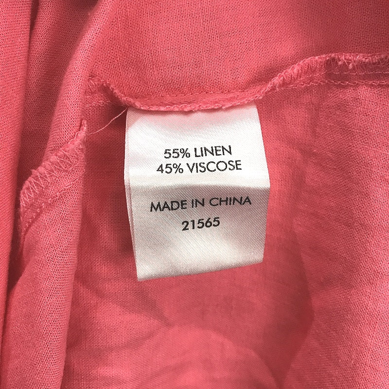 Grae Linen Blend Pink Shortsleeve Summer V Neck Midi Dress Ladies Size 12 - Image 4