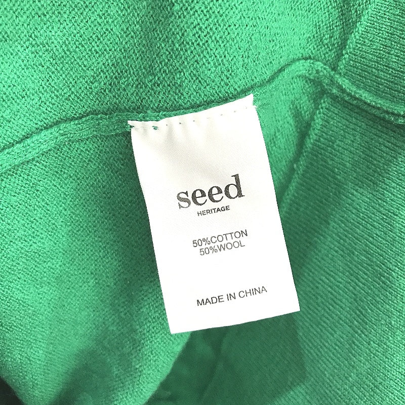 Seed Heritage Thin V-Neck Green Knitted Wool Blend Sweater Ladies Size Medium - Image 4