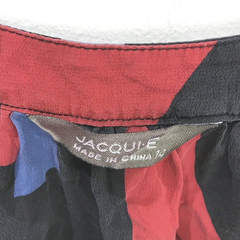 Jacqui.E Geometric Square Neck Black Silk Ruched Hem Top Ladies Size AU 14 - Image 3