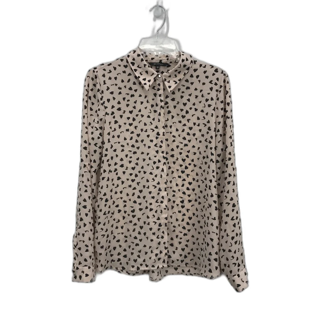 Portmans Heart Pattern Pale Pink Longsleeve Button Up Blouse Ladies Size AU 10