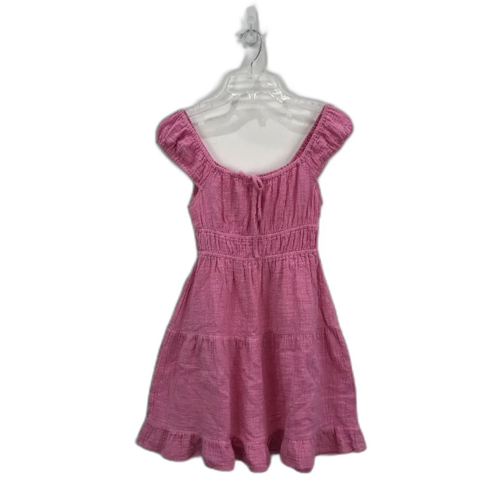 Ghanda Peggy Ruched Barbie Pink Tiered Hem Cotton Mini Dress Ladies Size XS