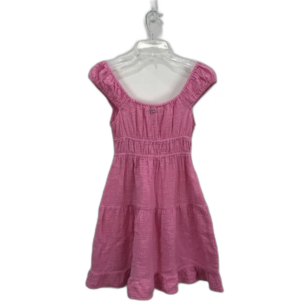 Ghanda Peggy Ruched Barbie Pink Tiered Hem Cotton Mini Dress Ladies Size XS - Image 2