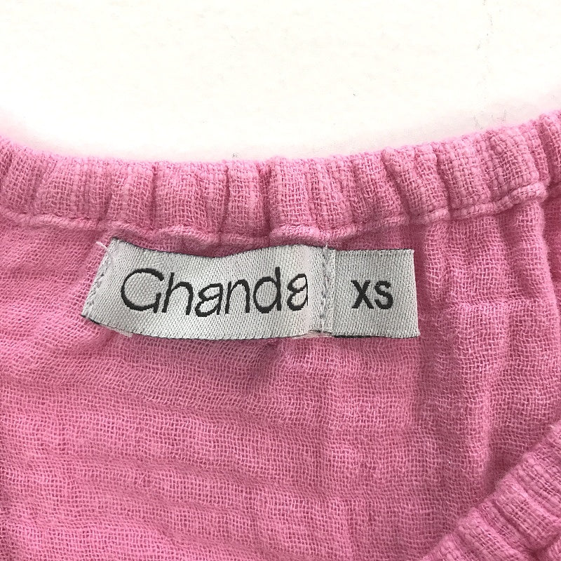 Ghanda Peggy Ruched Barbie Pink Tiered Hem Cotton Mini Dress Ladies Size XS - Image 3