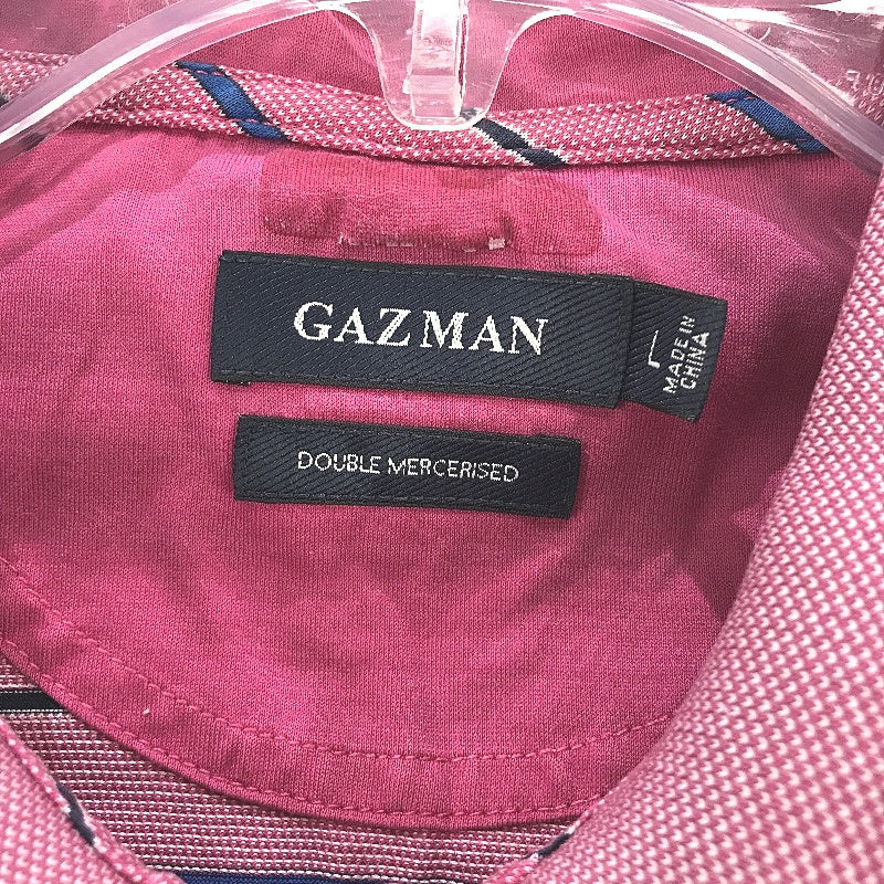 Gazman Pink Striped Double Mercerised Cotton Polo Shirt Mens Size Large - Image 3