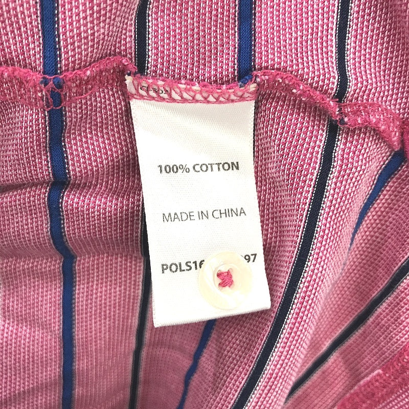 Gazman Pink Striped Double Mercerised Cotton Polo Shirt Mens Size Large - Image 4