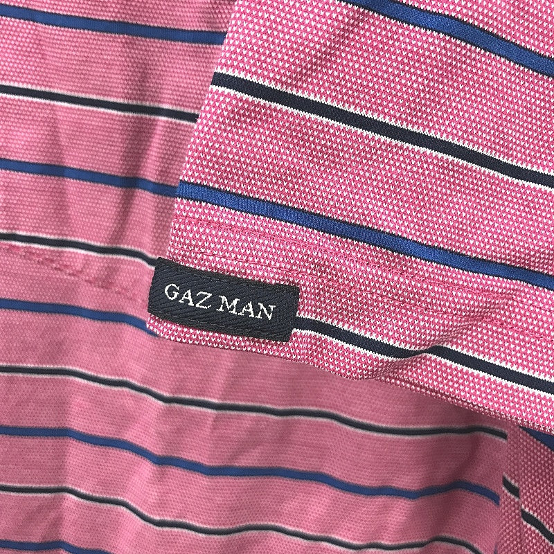 Gazman Pink Striped Double Mercerised Cotton Polo Shirt Mens Size Large - Image 5