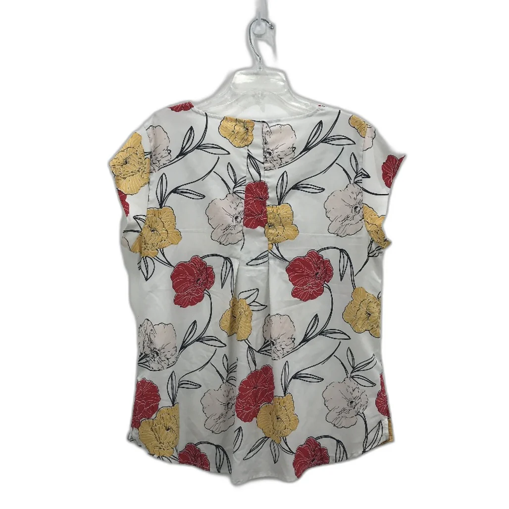 Jacqui E Warm Florals Short Sleeve White V Neck Blouse Ladies Size AU 16 - Image 2