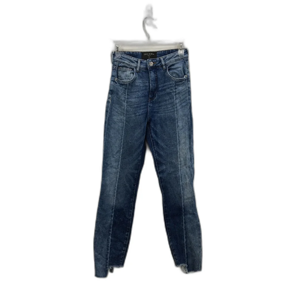 Decjuba Frayed Cut Leg Lined Indigo Blue Denim Jeans Ladies Size 10