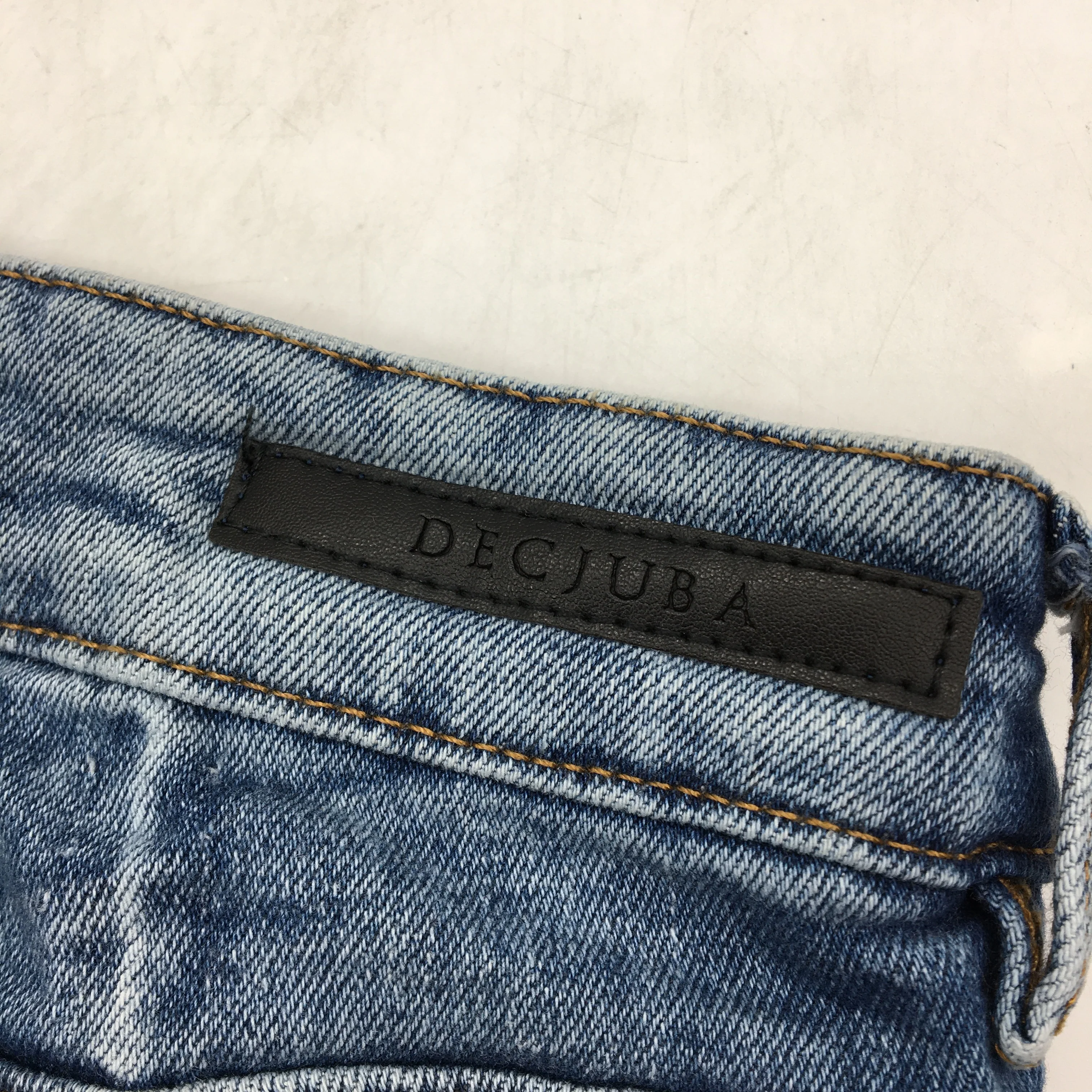 Decjuba Frayed Cut Leg Lined Indigo Blue Denim Jeans Ladies Size 10 - Image 6