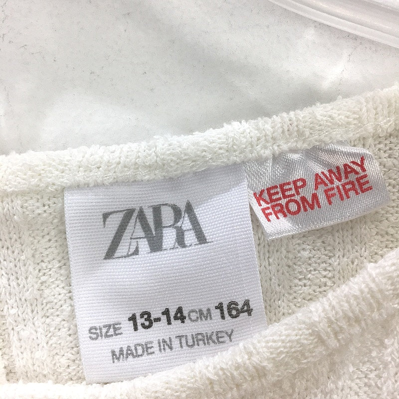 Zara Knitted White Ribbed Cut Out Shortsleeve Jumpsuit Girls Size 13-14 164cm - Image 3