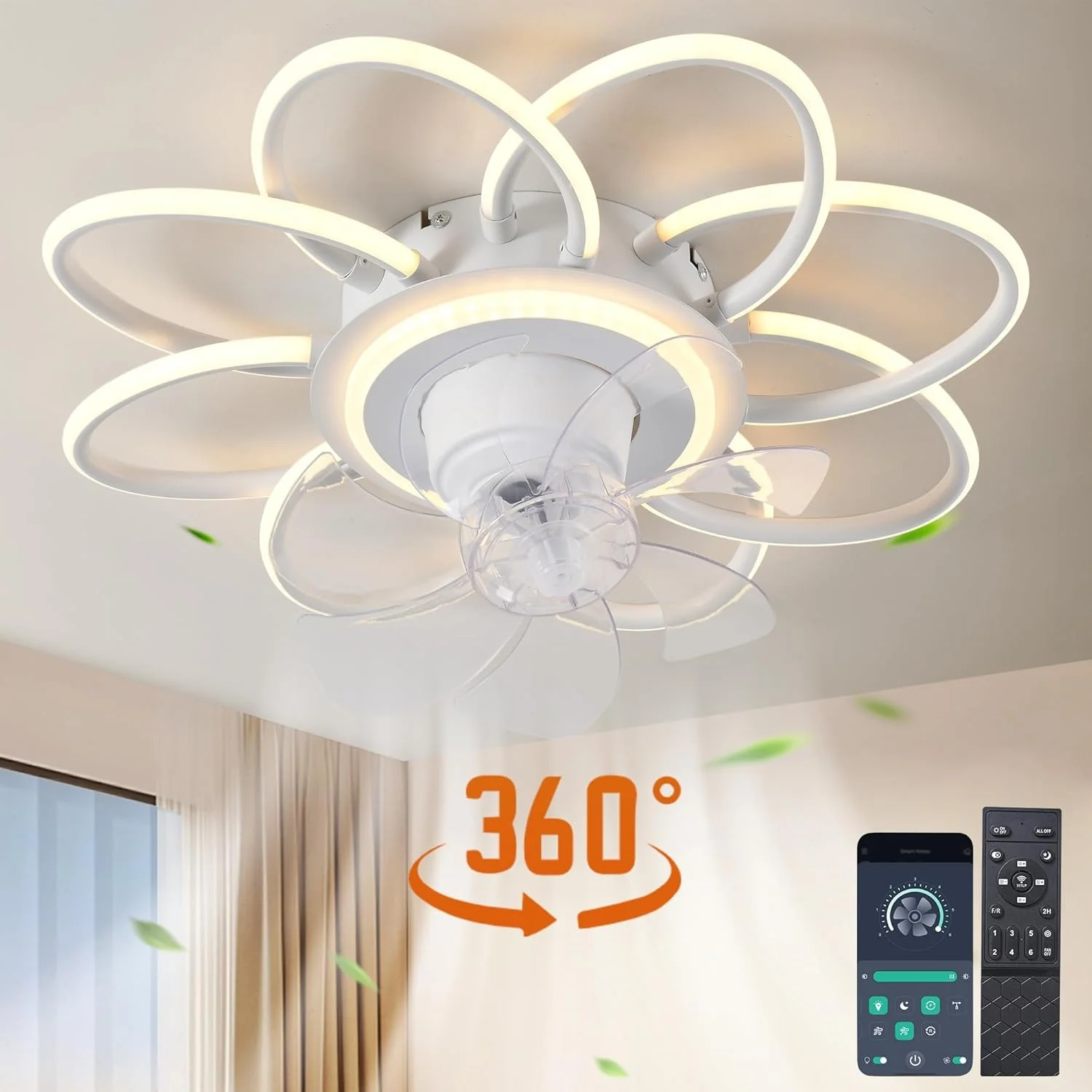 Jaycomey FS5239 White Rotating Ceiling Fan with Lights & Remote NEW - Image 8