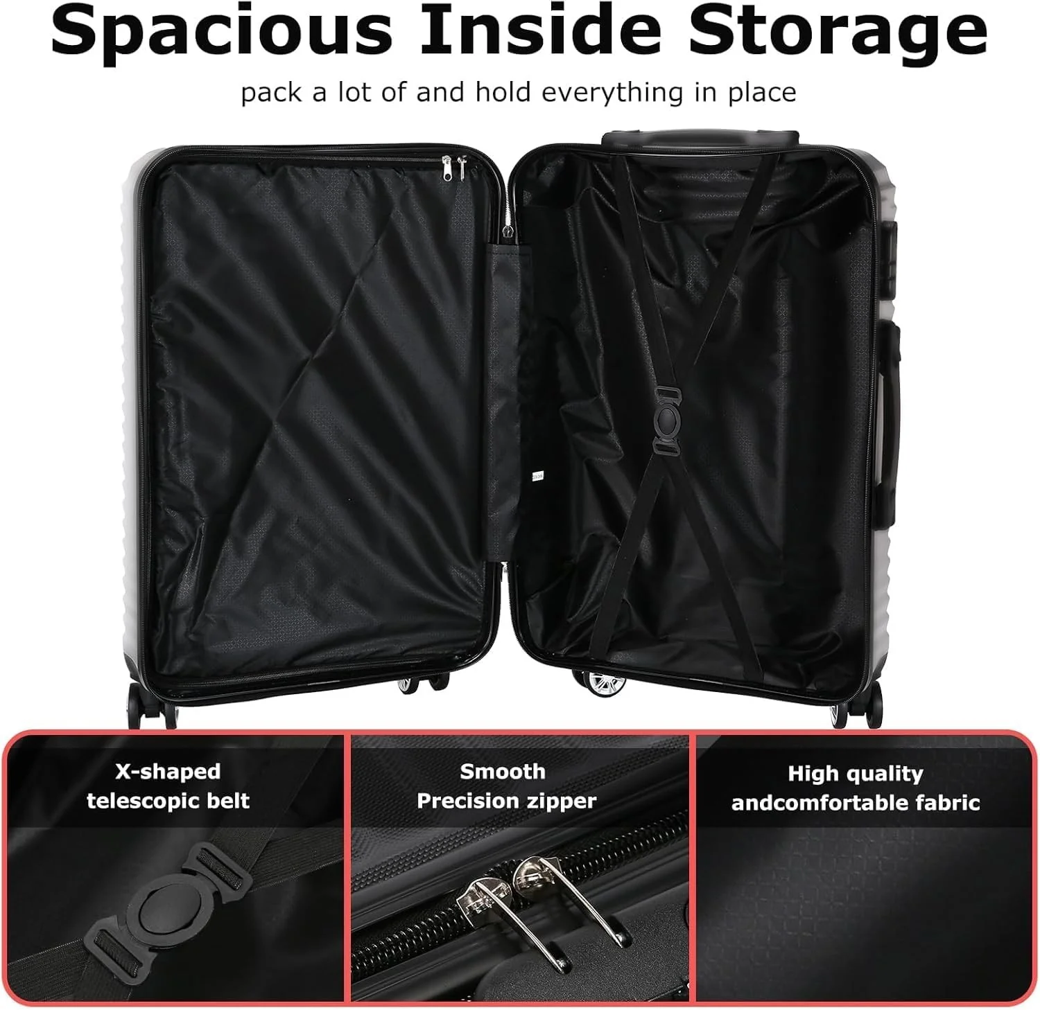 Sandinrayli XLXTJ-4JT02 Softside Expandable Luggage Set with Spinner Wheels NEW - Image 6